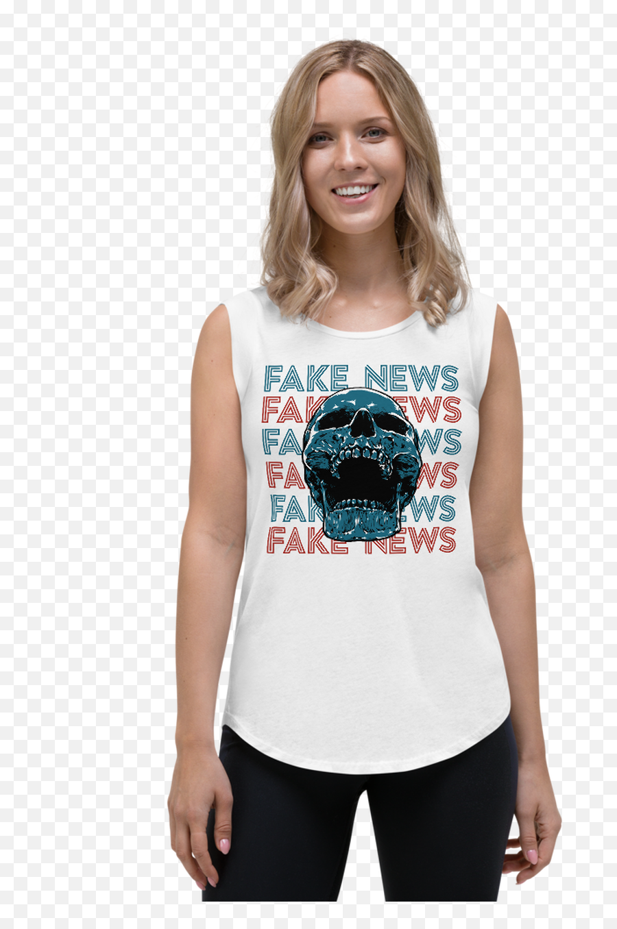 Fake News Ladiesu2019 Cap Sleeve T - Shirt Emoji,Fake News Png