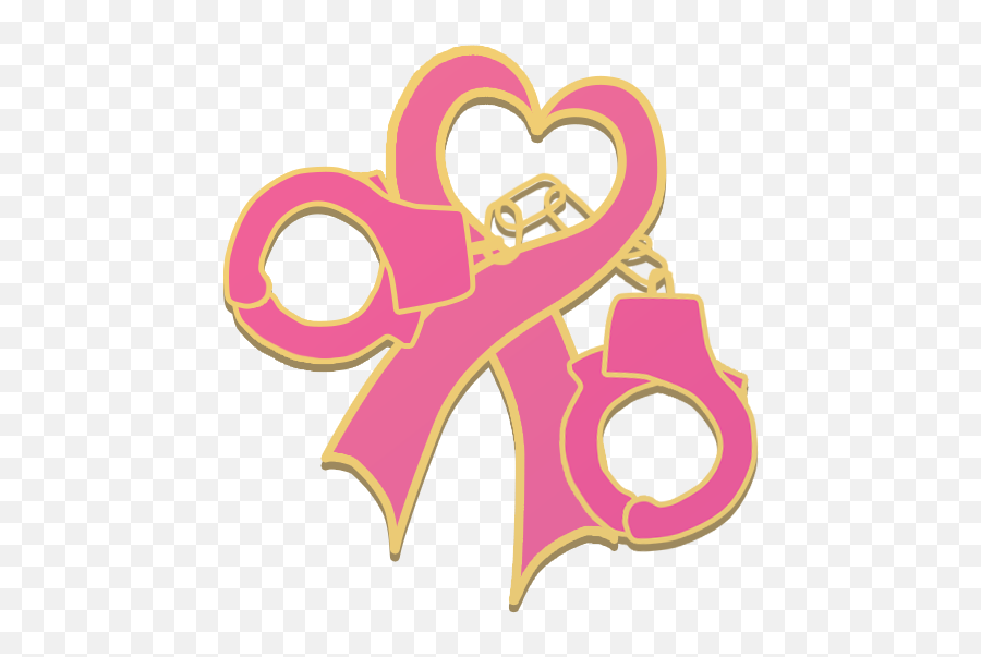 Breast Cancer Awareness Handcuff Lapel Pin - Breast Cancer Ribbon And Handcuff Emoji,Cancer Ribbon Clipart
