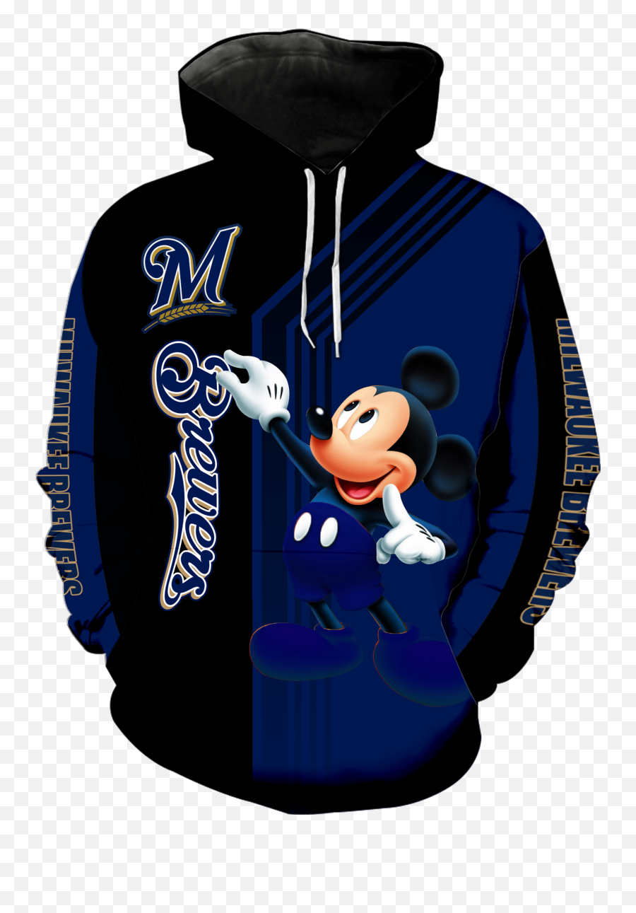 Milwaukee Brewers Mickey Mouse New Full All Over Print K1386 - Tampa Bay Buccaneers Hoodie Emoji,Milwaukee Brewers Logo