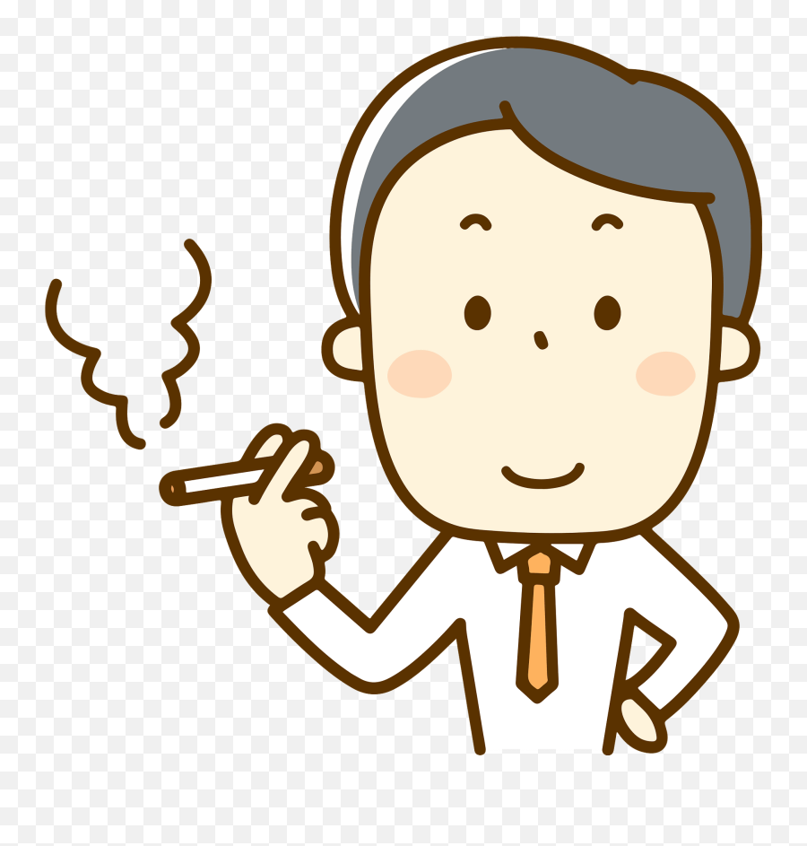 Businessman Is Smoking Clipart - Drinking Coffee Clipart Png Emoji,Smoke Clipart