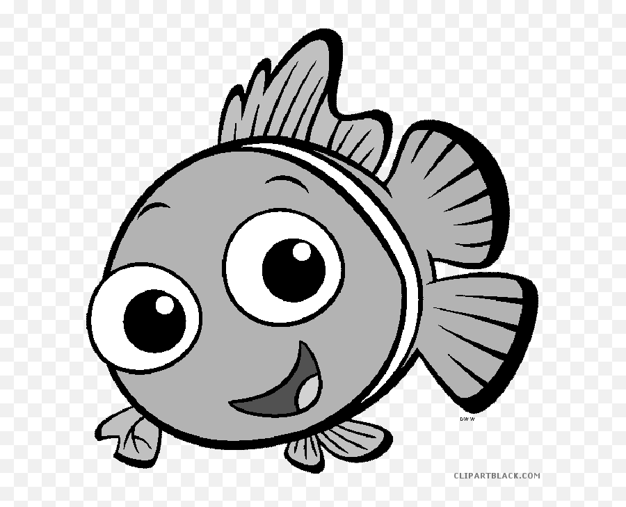 Cute Fish Clipart - Cute Black And White Fish Emoji,Fish Clipart Black And White