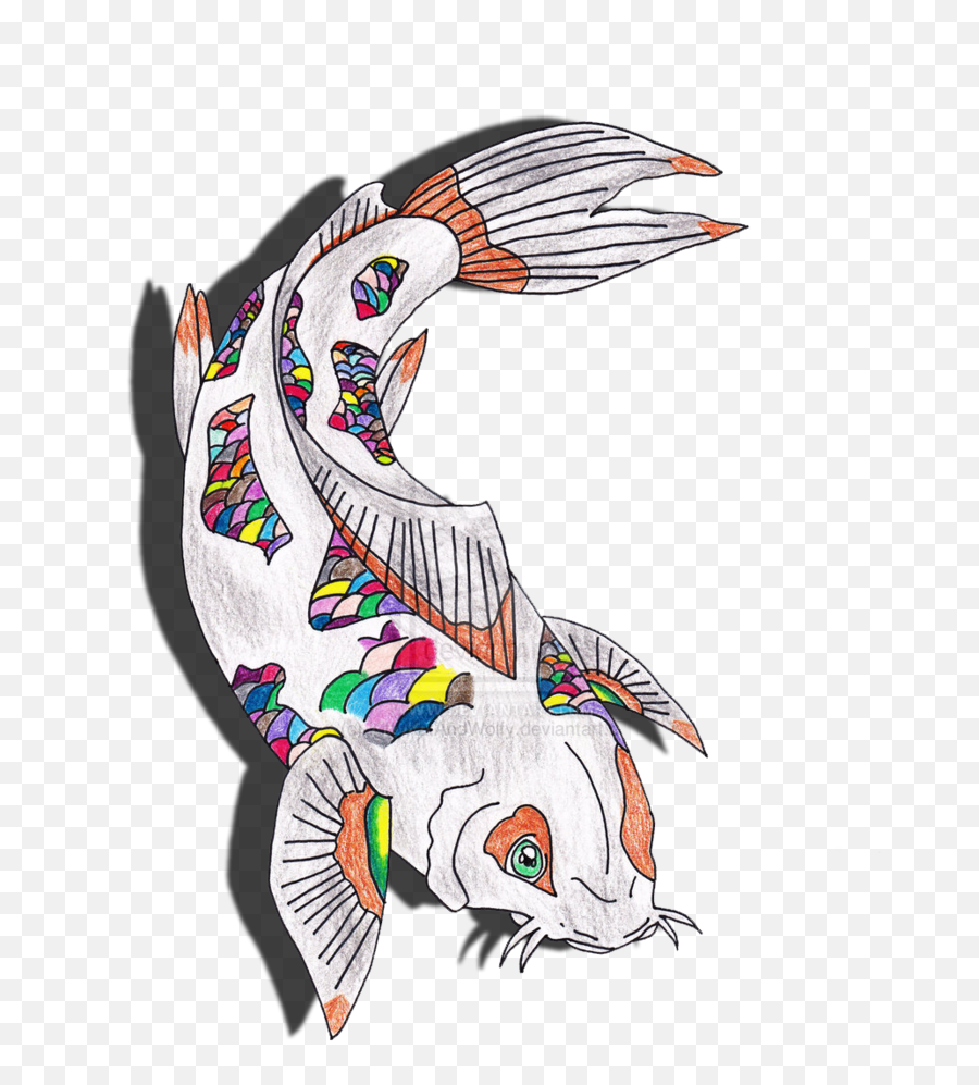 Rainbow Koi Fish Drawing By Kittykatandwolfy - Koi Fish Emoji,Koi Clipart
