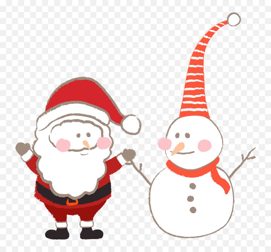 Santa Claus And Snowman Clipart Free Download Transparent Emoji,Christmas Clipart Snowman