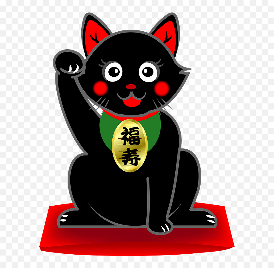 Black Maneki Neko Clipart - Black Cat Png Download Full Emoji,Black Cat Clipart Png