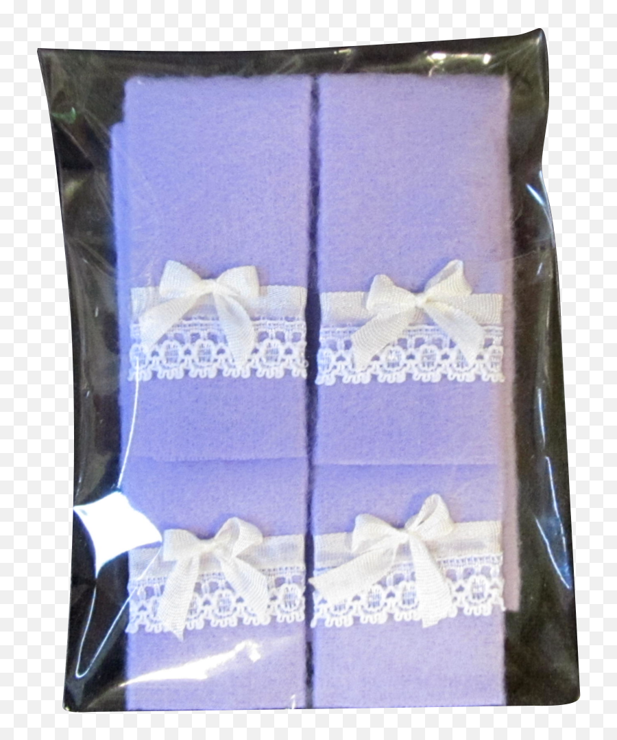 1 Inch Scale Lavender Bath Towels With Bow And Lace Details Dollhouse Miniature Emoji,Lace Ribbon Png