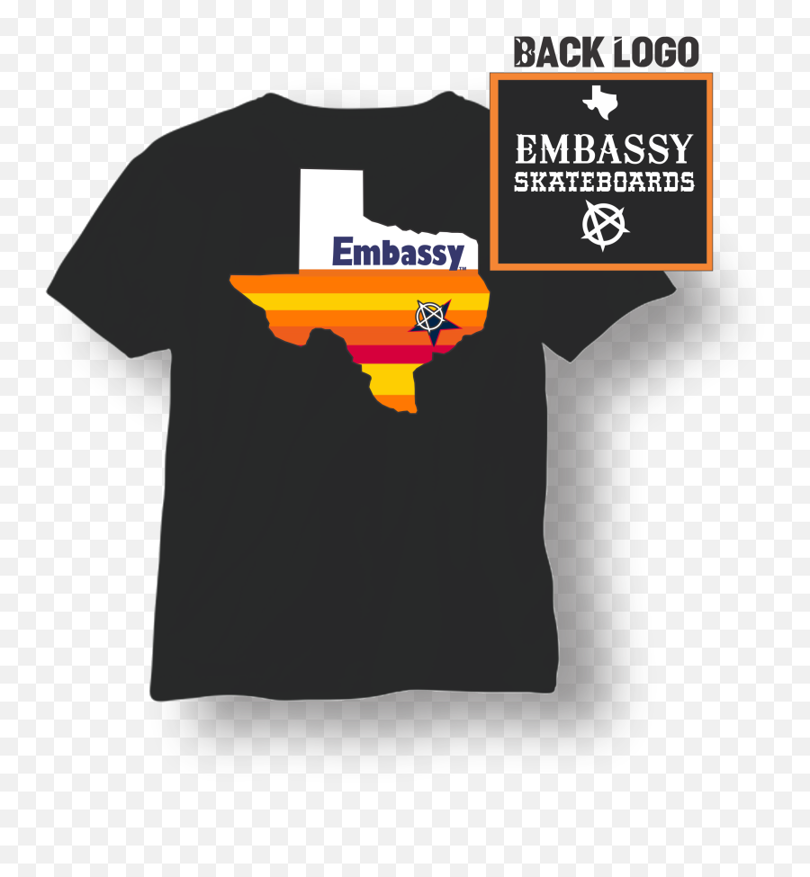 Embassy Astros Texas Tribute Black Tee - Skateboard Emoji,Astros Logo