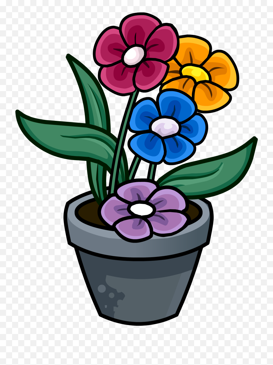 Flower Pot Drawing In Colour Png Image - Flower Pot With Colour Emoji,Flower Pot Clipart