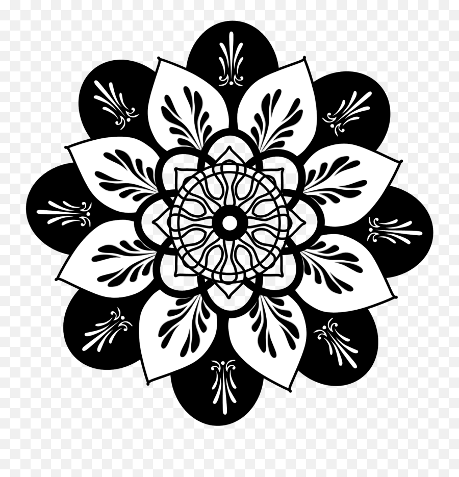 Mandala Clipart Black And White - Clip Art Mandala Emoji,Mandala Clipart