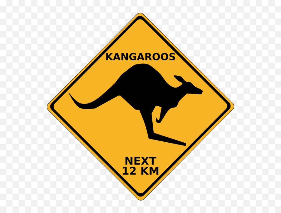 Crossing Kangaroo Sign Hi Clipart - Kangaroo Crossing Sign Emoji,Hi Clipart