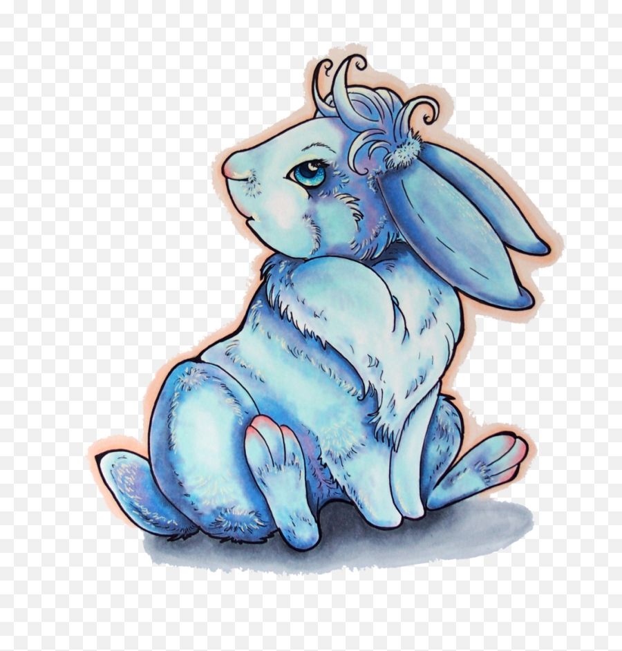 Blue Fever Rabbit - Cartoon Transparent Cartoon Jingfm Animal Figure Emoji,Fever Clipart