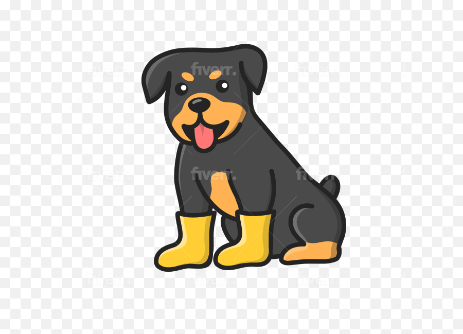 Create Animal Character In Cute Style By Fathoni09 Fiverr Emoji,Rottweiler Clipart