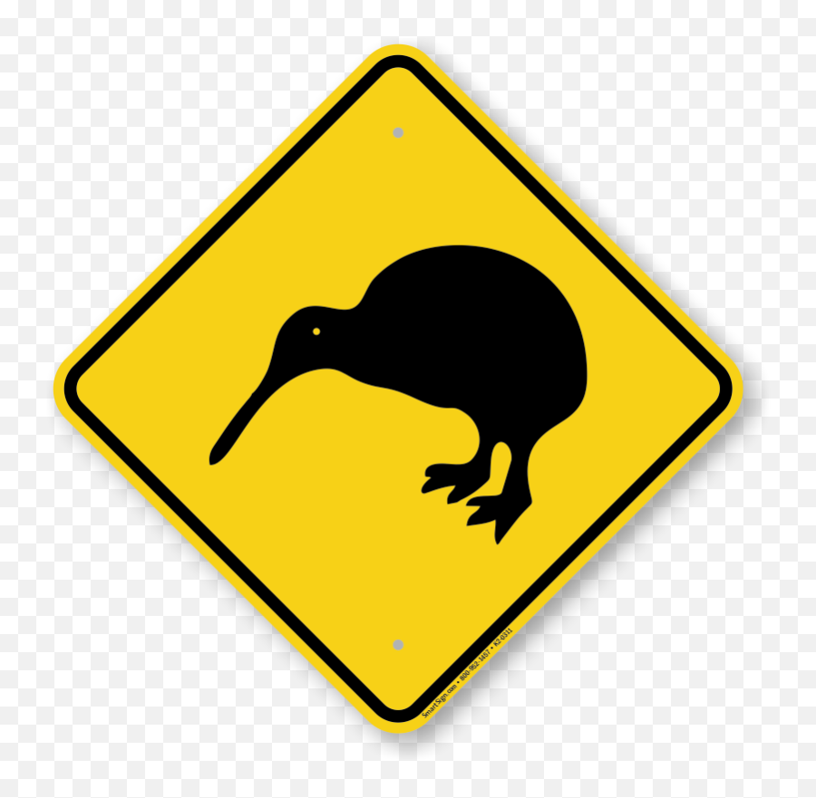 Post A Kiwi Xing Sign At Locations Where Wildlife Are Known To Frequently Cross The Highway Sign Comes With A Black Symbol On A Yellow Background Emoji,Cross Out Sign Transparent