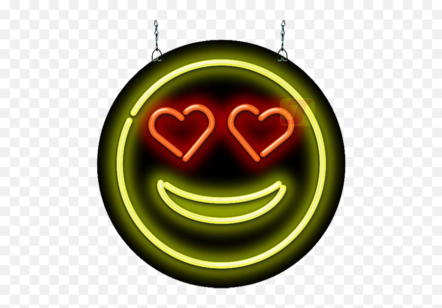Face With Heart Eyes Emoji Neon Sign,Heart Eye Emoji Transparent