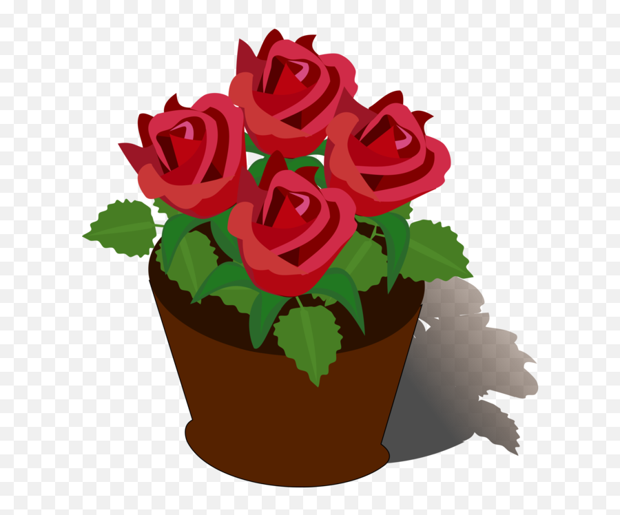 Garden Roses Flowerpot - Pot Of Roses Clipart Emoji,Flower Pot Clipart