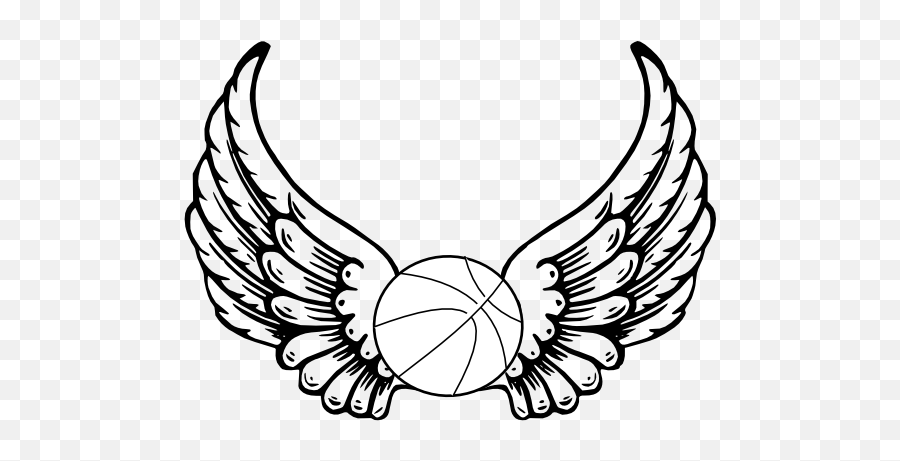 Basketball Angel Wings Clip Art At - Basketball With Wings Tattoo Emoji,Angel Wings Clipart Black And White