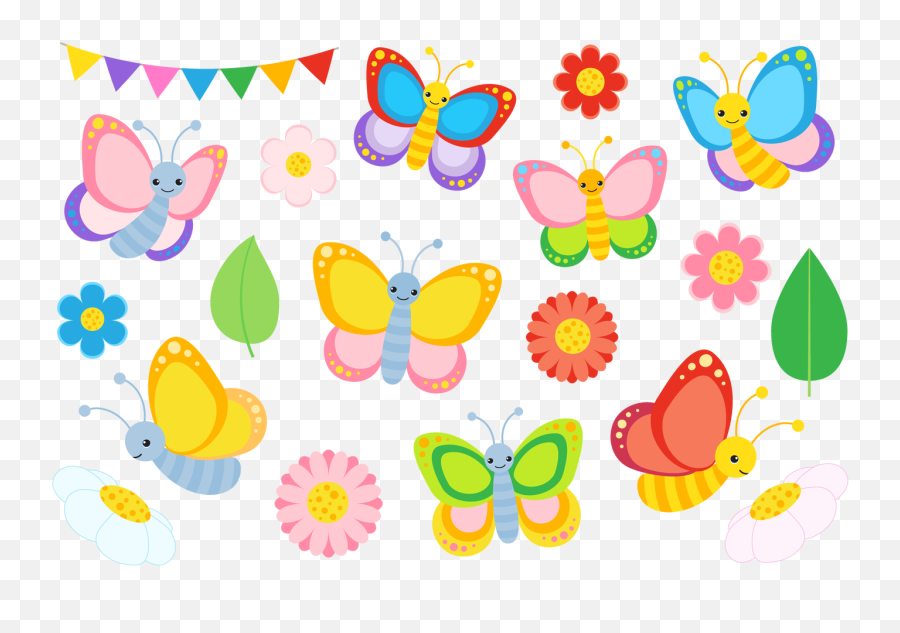 Boho Chic Pink Watercolor Flowers Clipart - Cute Butterfly Flowers Butterfly Clipart Png Emoji,Butterfly Clipart