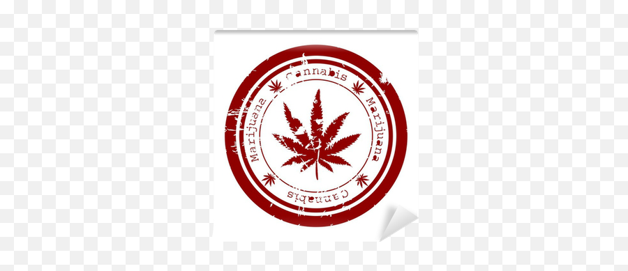 Red Stamp With Marijuana Leaf Wall Mural U2022 Pixers - We Live To Change Marijuana Stamp Emoji,Marijuana Leaf Png