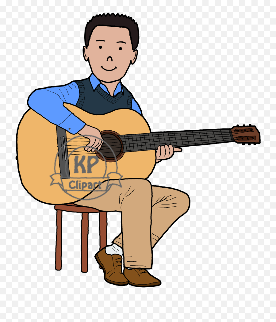 Kp Clipart Friends Playing Music - Boy And Girl Clipart Boy With Guitar Transparent Background Emoji,Clarinet Clipart