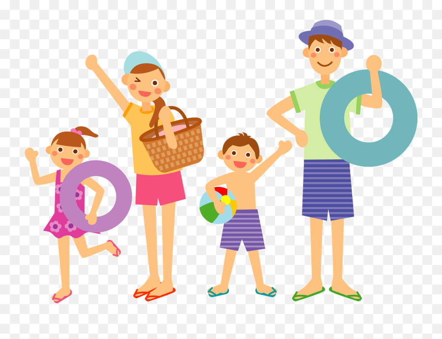 Family Is At The Beach Clipart - Family Went To The Beach Clipart Emoji,Beach Clipart