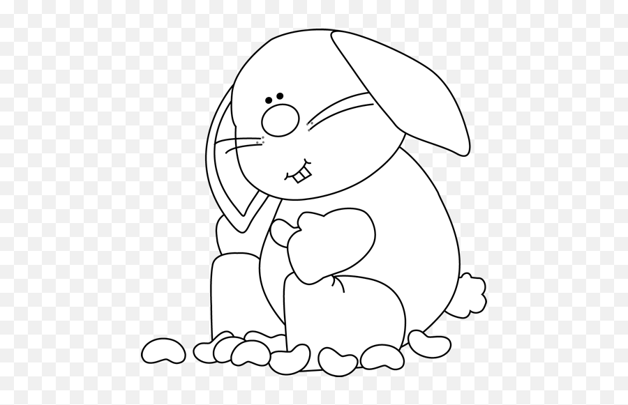 Black And White Bunny Eating Jelly Beans Clip Art - Black Jelly Bean Clip Art Black And White Emoji,Eat Clipart