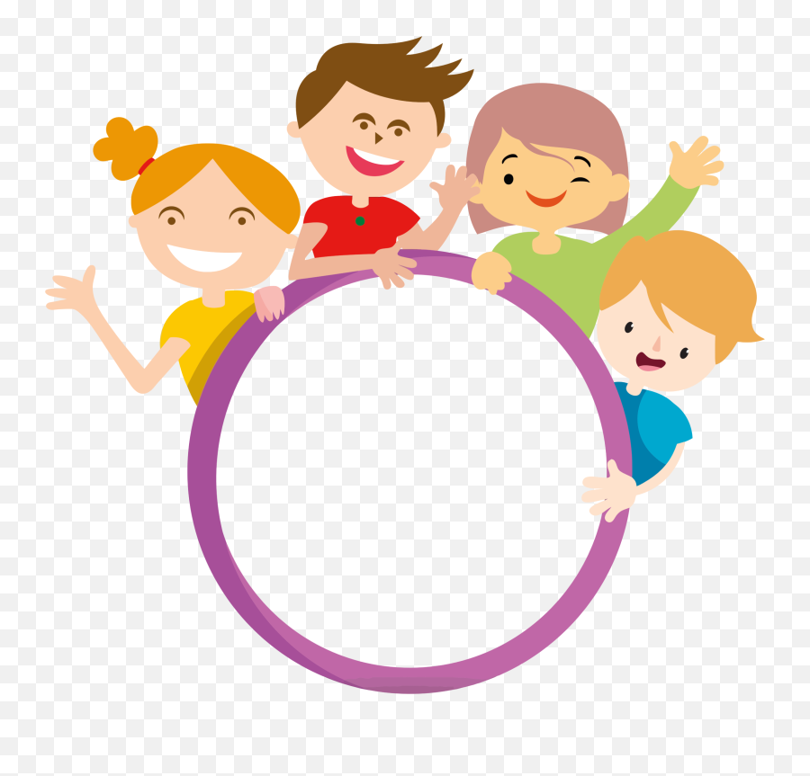 Four Kids And Hoop Circle Clipart - Clip Art Four Kids Emoji,Kids Clipart