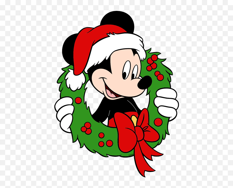 Christmas Wreath Clipart Png - Mickey Mouse In A Wreath Mickey Mouse Christmas Wreath Coloring Page Emoji,Wreath Clipart