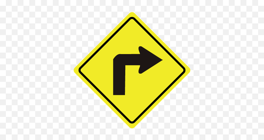 Traffic Sign - Right Turn Road Sign Clipart Full Size Turn Right Sign Emoji,Winding Road Clipart