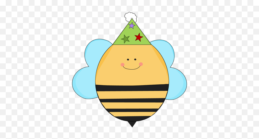 Birthday Bee In A Party Hat - Clip Art Bee Birthday Emoji,Party Hat Clipart