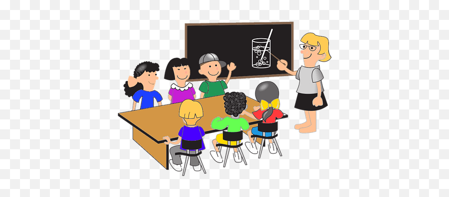 Science Lesson In Classroom With Female Teacher Background Emoji,Lesson Clipart