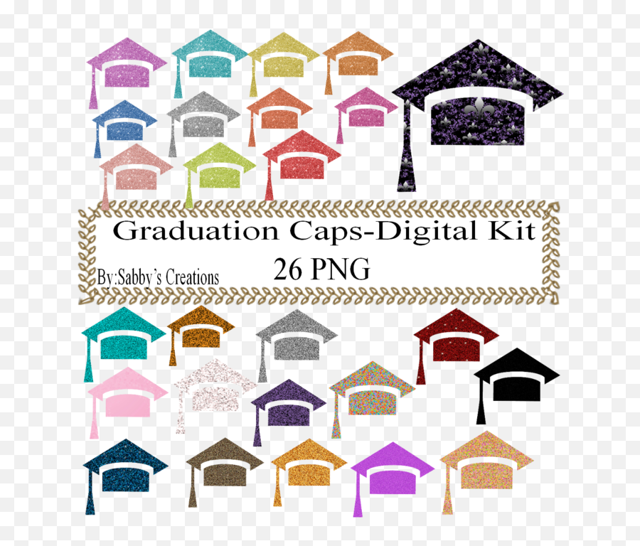Glitter Graduation Caps - Glitter Graduation Caps Png Emoji,Tag Clipart