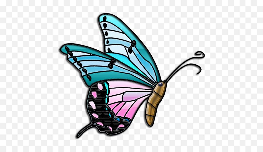 Butterflies - 2 Butterfly Clipart Side View 512x512 Png Butterfly Emoji,Butterfly Clipart