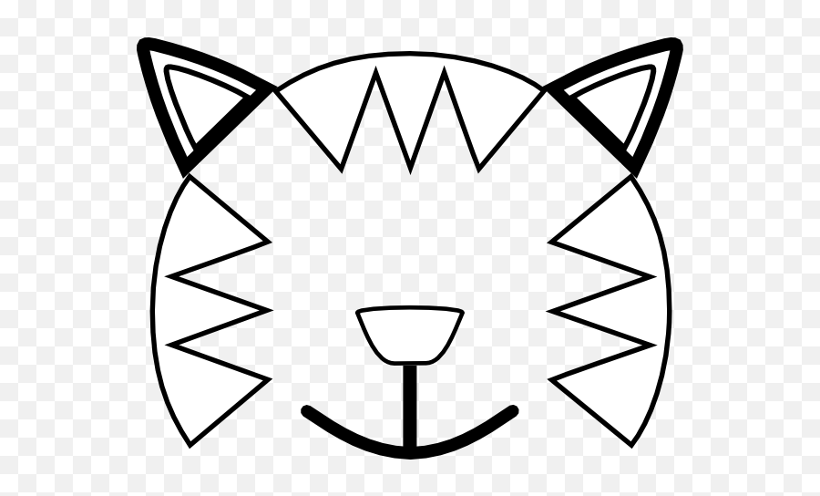 Totetude Cat Outline Face Clip Art At Clkercom - Vector Cartoon Tiger Face Clipart Black And White Emoji,Cat Face Clipart