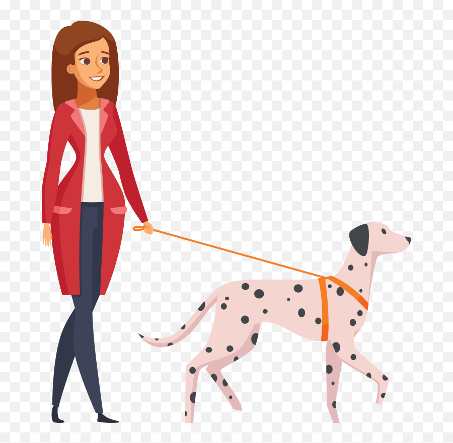 Woman Walking Dalmatian Dog - Openclipart Emoji,Dalmatian Png