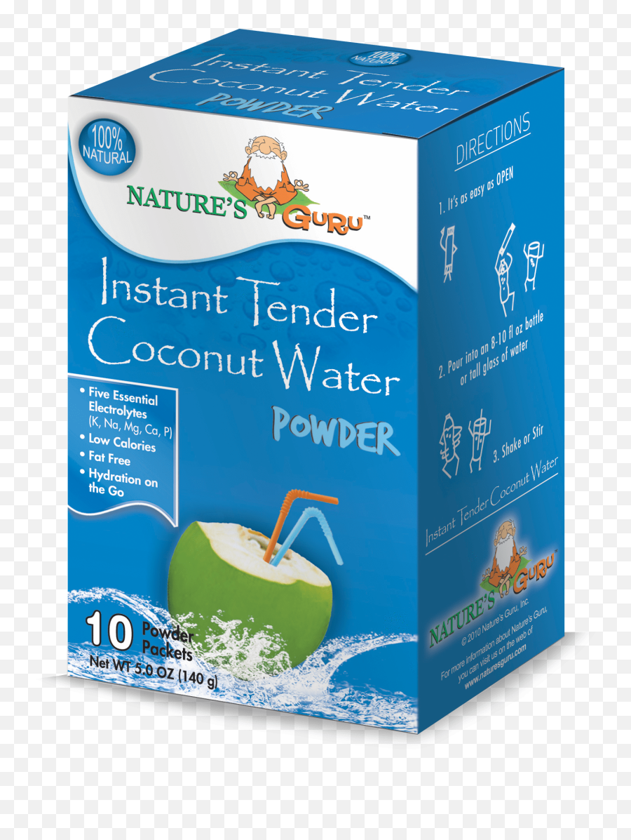 Natureu0027s Guru Tender Coconut Water Powder - Original 10 Ct Box Emoji,Coconut Drink Png