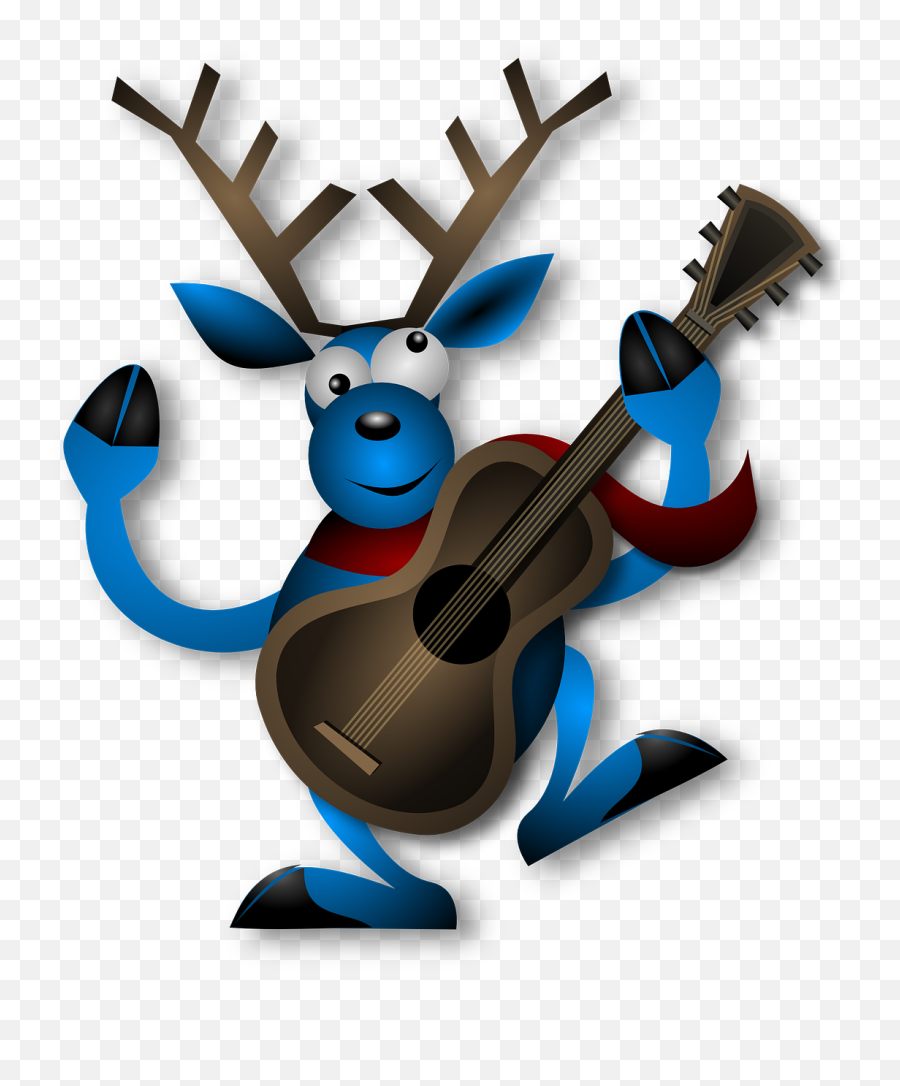 Download Hd Guitar Reindeer Png Transparent Png Image - Reindeer Guitar Emoji,Reindeer Png