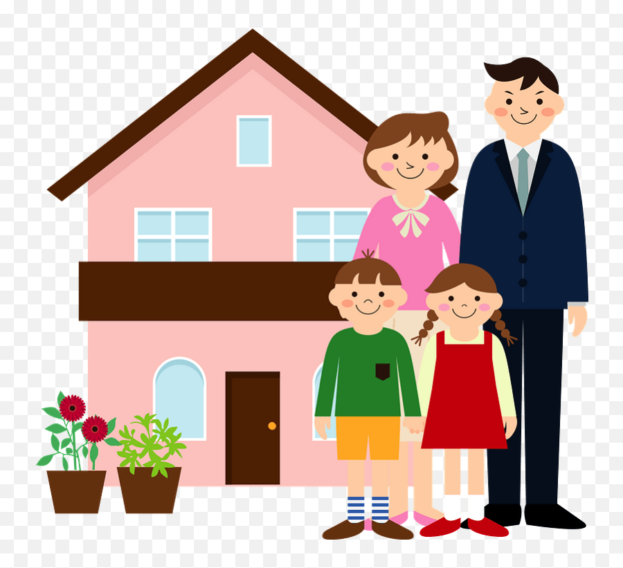 Family Is Standing Outside Their Home - Family Outside The House Clipart Emoji,Outside Clipart