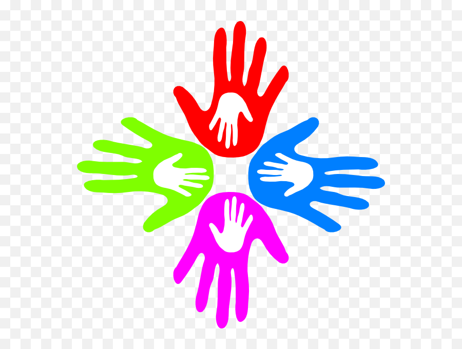Four Colored Hands 4 Clip Art At Clker - 4 Hands Emoji,Hands Clipart