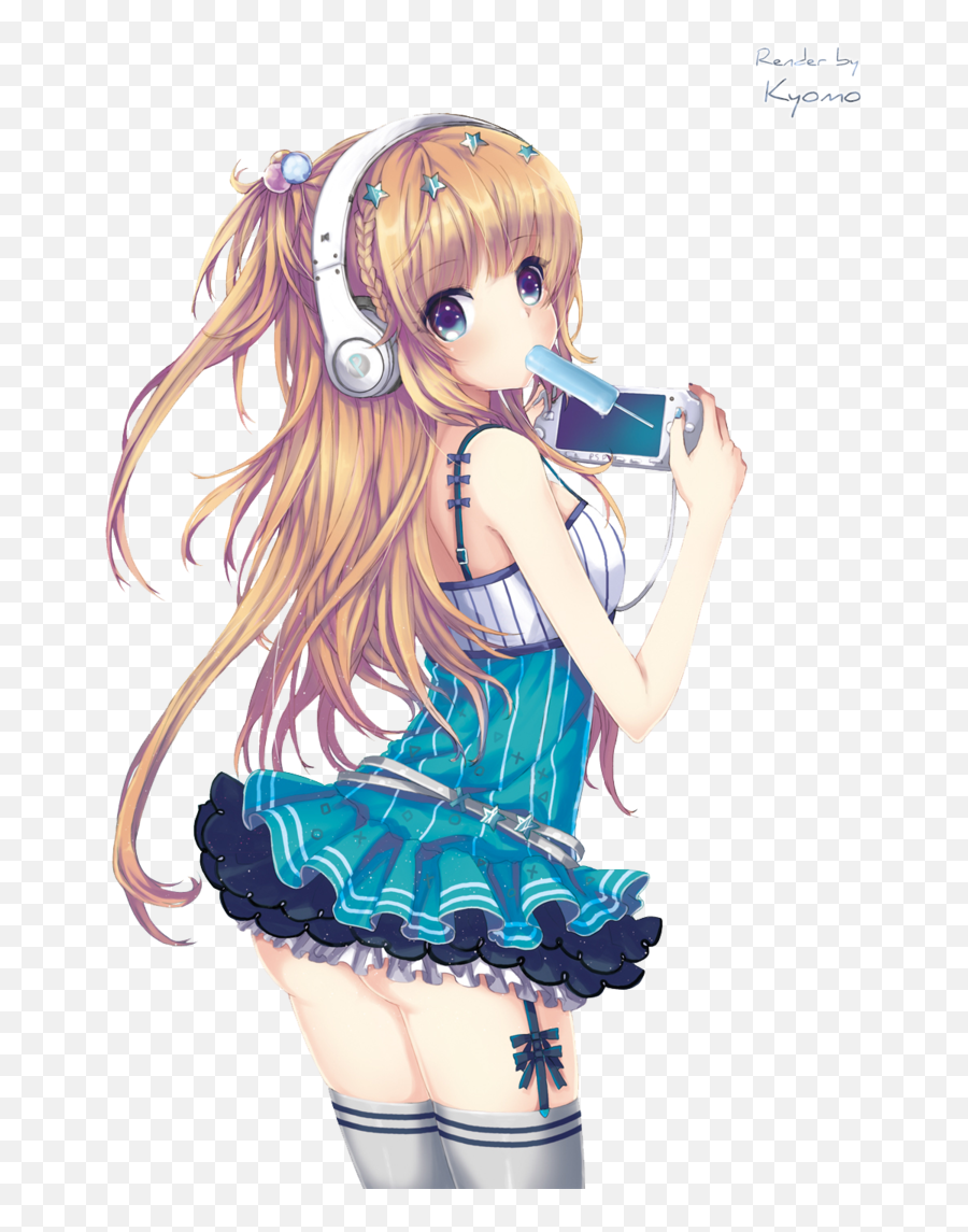 Download Anime Music Girl Png - Anime Girl Laying On Bed Emoji,Sexy Anime Girl Png