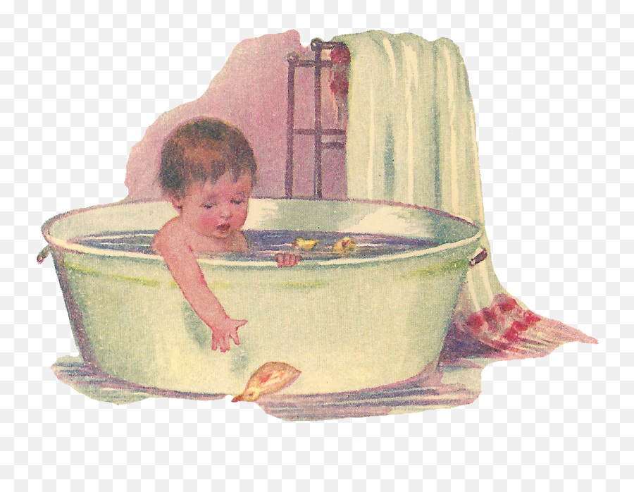 Vintage Tub With Rubber Ducky - Clip Art Emoji,Bathtub Clipart