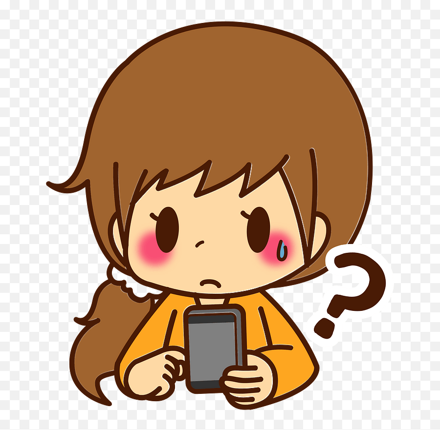 Girl Is Looking At Her Smartphone Clipart Free Download - Girl Looking At Her Phone Clipart Emoji,A+ Clipart