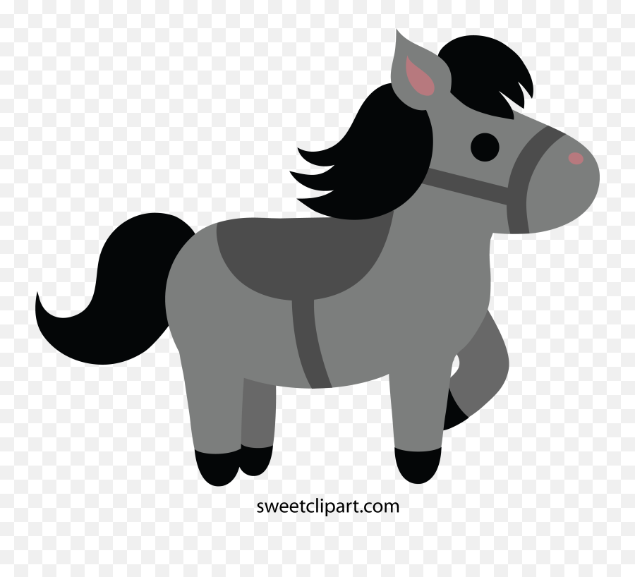 Download Horse Clipart Grey - Cute Black Horse Cartoon Emoji,Horse Clipart