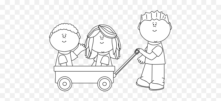 Kids Clip Art - Kids In Wagon Clipart Emoji,Kids Clipart