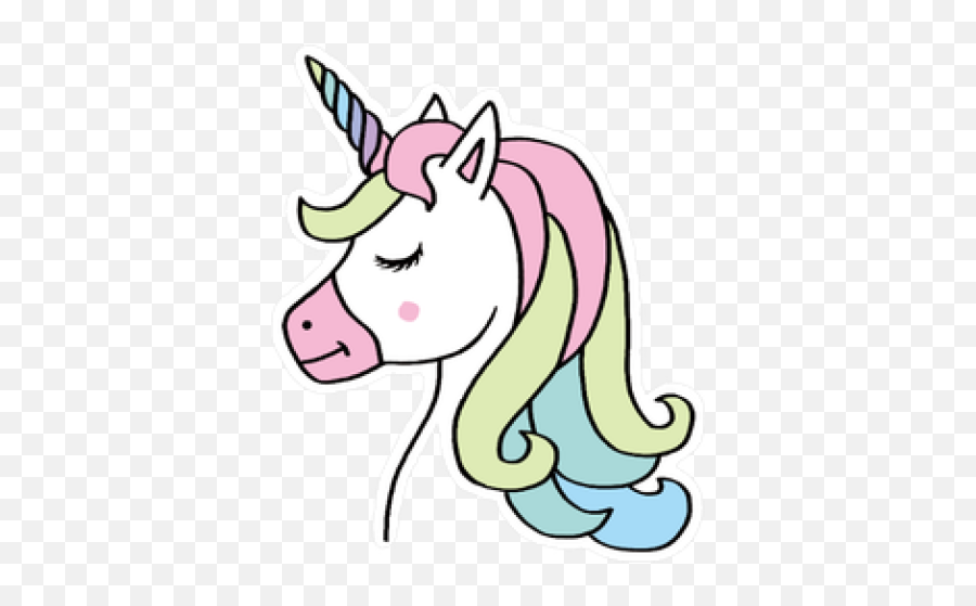 Download Free Png Cute Rainbow Unicorn Face Sticker - Dlpngcom Unicorn Face Emoji,Unicorn Face Clipart