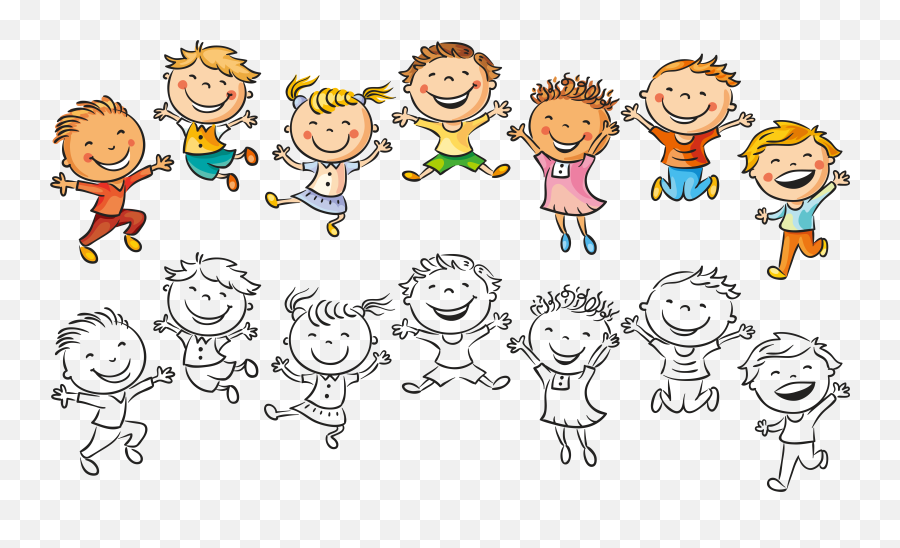 Download Vector Illustration Children - Vector Kids Drawing Png Emoji,Happiness Clipart
