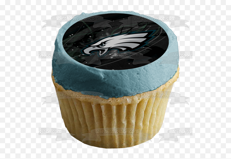 Philadelphia Eagles Dark Logo Nfl Black Background Edible Cake Topper Image Abpid08810 Emoji,Dark Logo