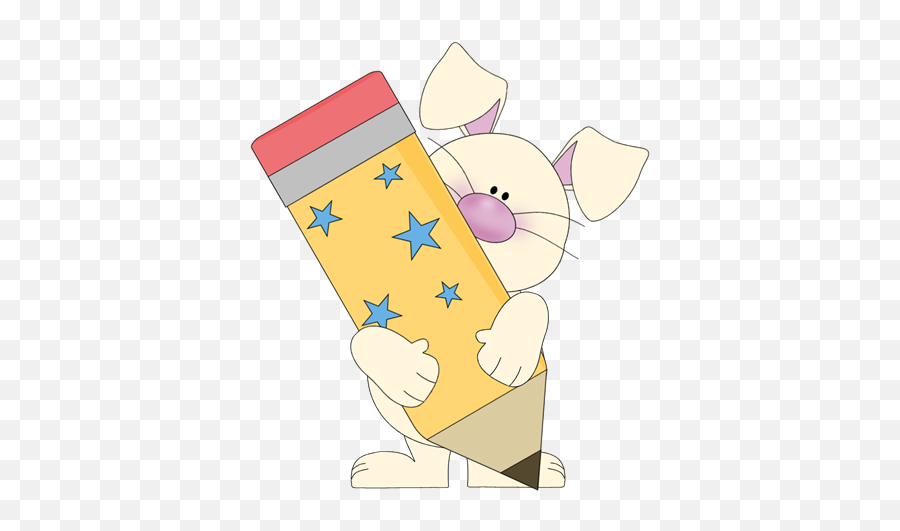 Bunny Holding A Pencil Clip Art Emoji,Cute Pencil Clipart