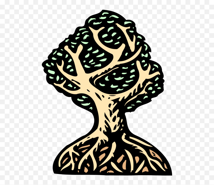 Tree Of Life With Branches Leaves And Roots - Vector Image Emoji,Transparent Tree With Roots Clipart