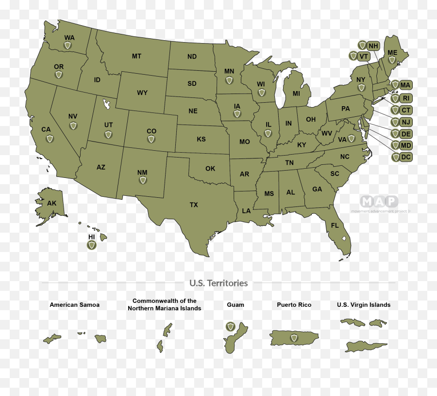Movement Advancement Project Employment Nondiscrimination Emoji,United States Map Transparent