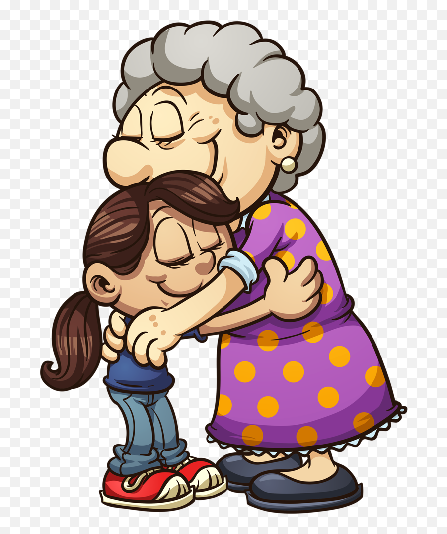 Grandmother And Granddaughter Clipart Emoji,Hug Clipart