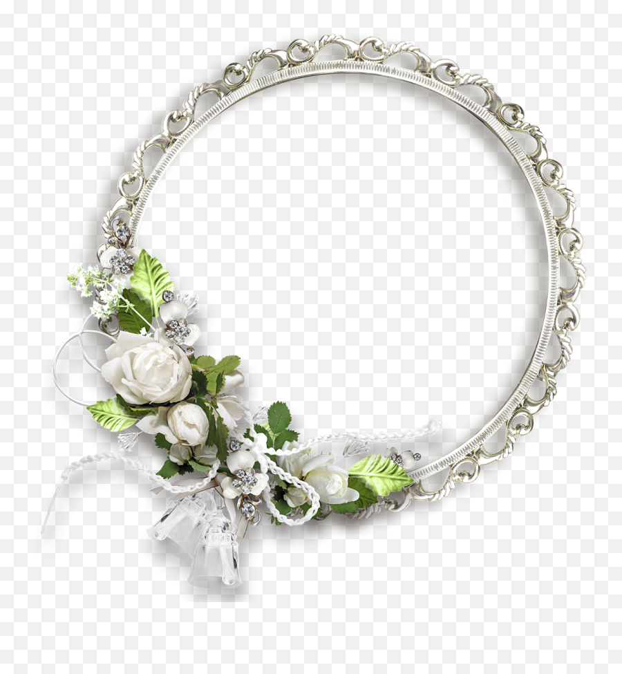 White Round Flowers Transparent Frame Printable Frames - Wedding Silver Frame Png Emoji,Silver Frame Png